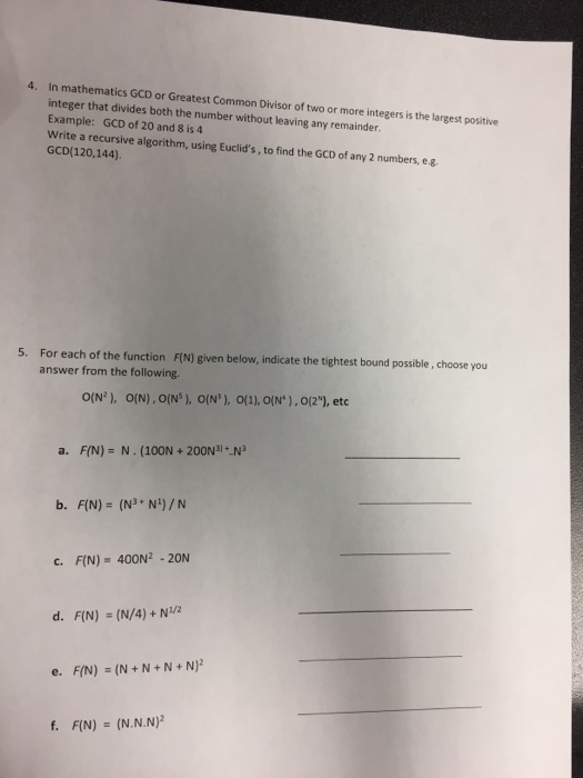 Solved 4. In mathematics GCD or Greatest Common Divisor of | Chegg.com