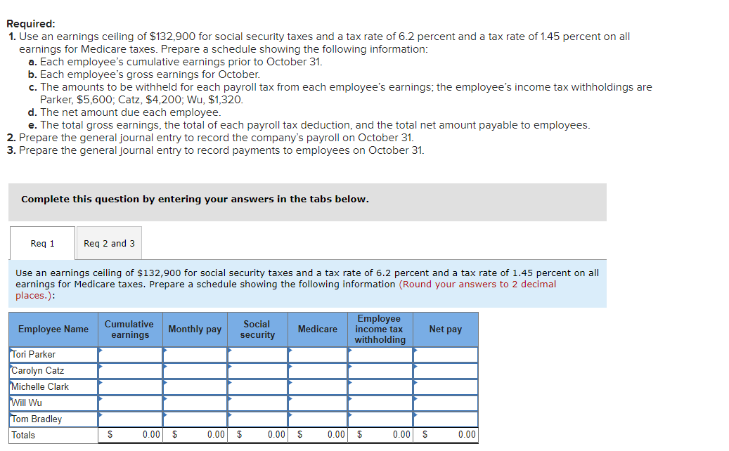 Required: 1. Use an earnings ceiling of $132,900 for | Chegg.com