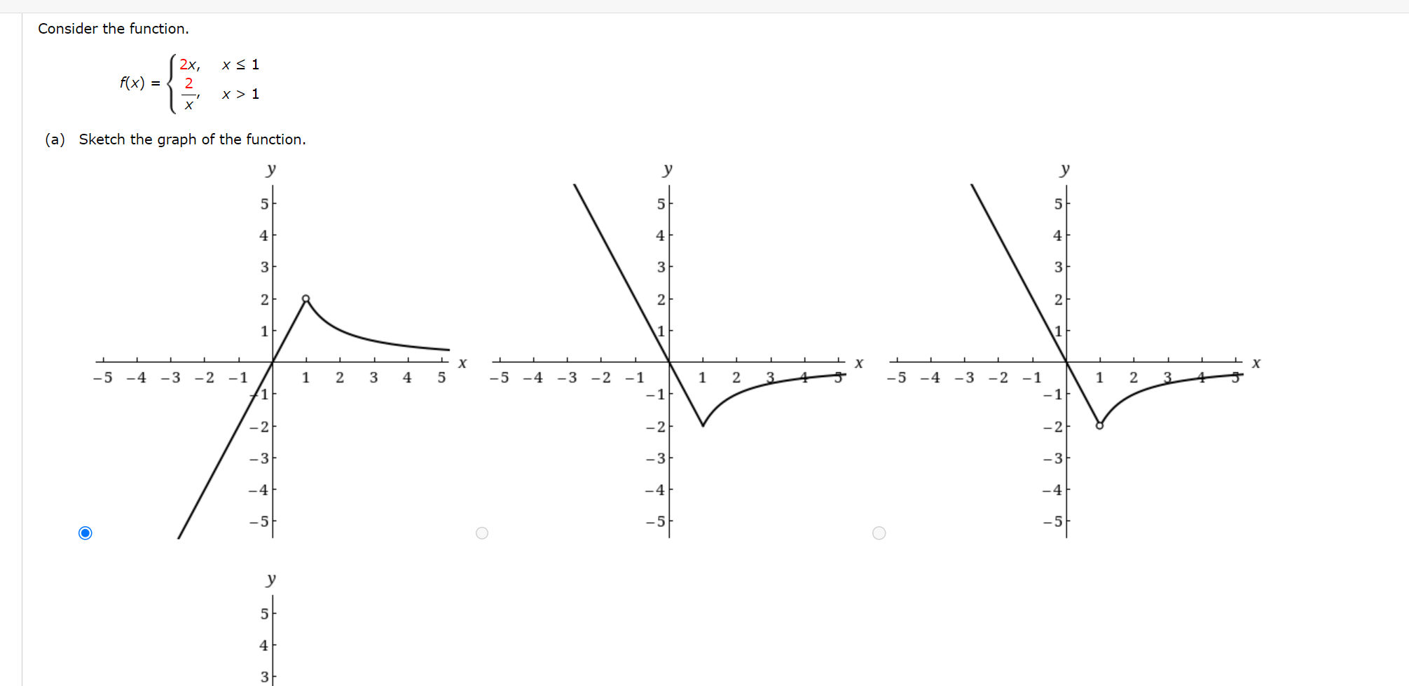 Solved Consider the function.f(x) =2x, × ≤ 12X > 1(a) Sketch | Chegg.com