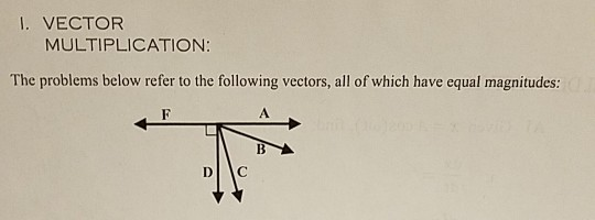 Solved I. VECTOR MULTIPLICATION: The problems below refer to | Chegg.com