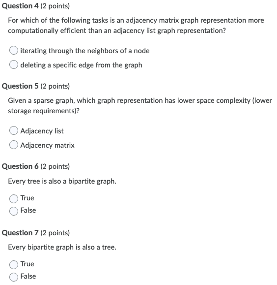 Solved Question 4 (2 points) For which of the following | Chegg.com