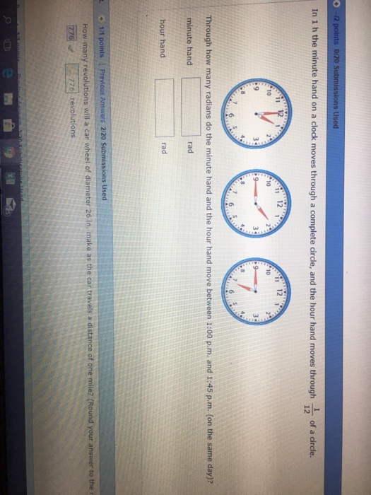 Solved s Used In 1 h the minute hand on a clock moves