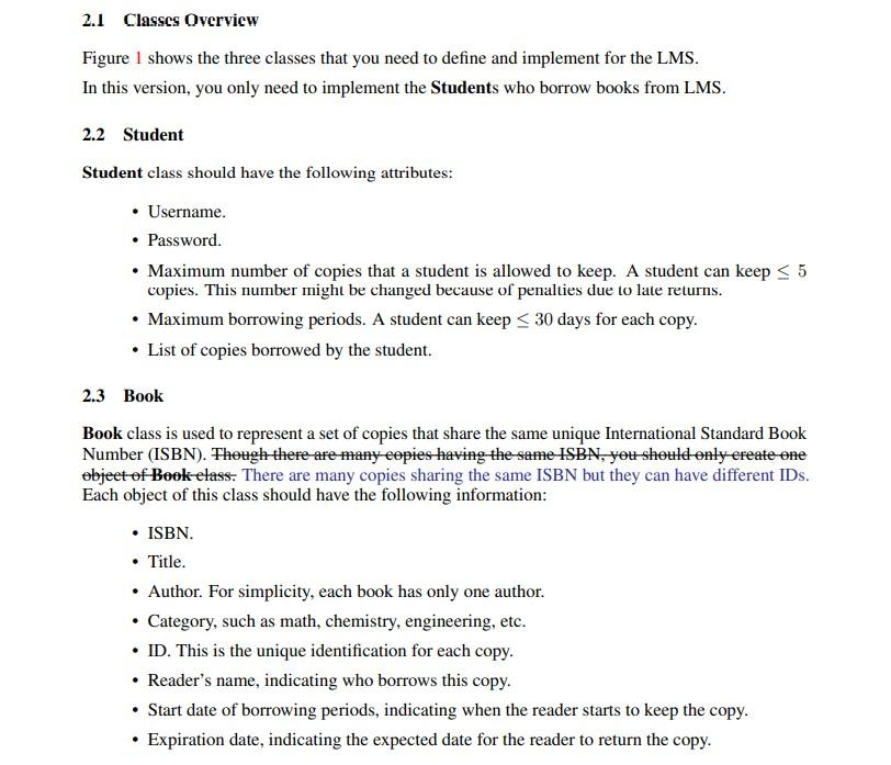 Solved 2.1 Classes Overview Figure 1 shows the three classes | Chegg.com