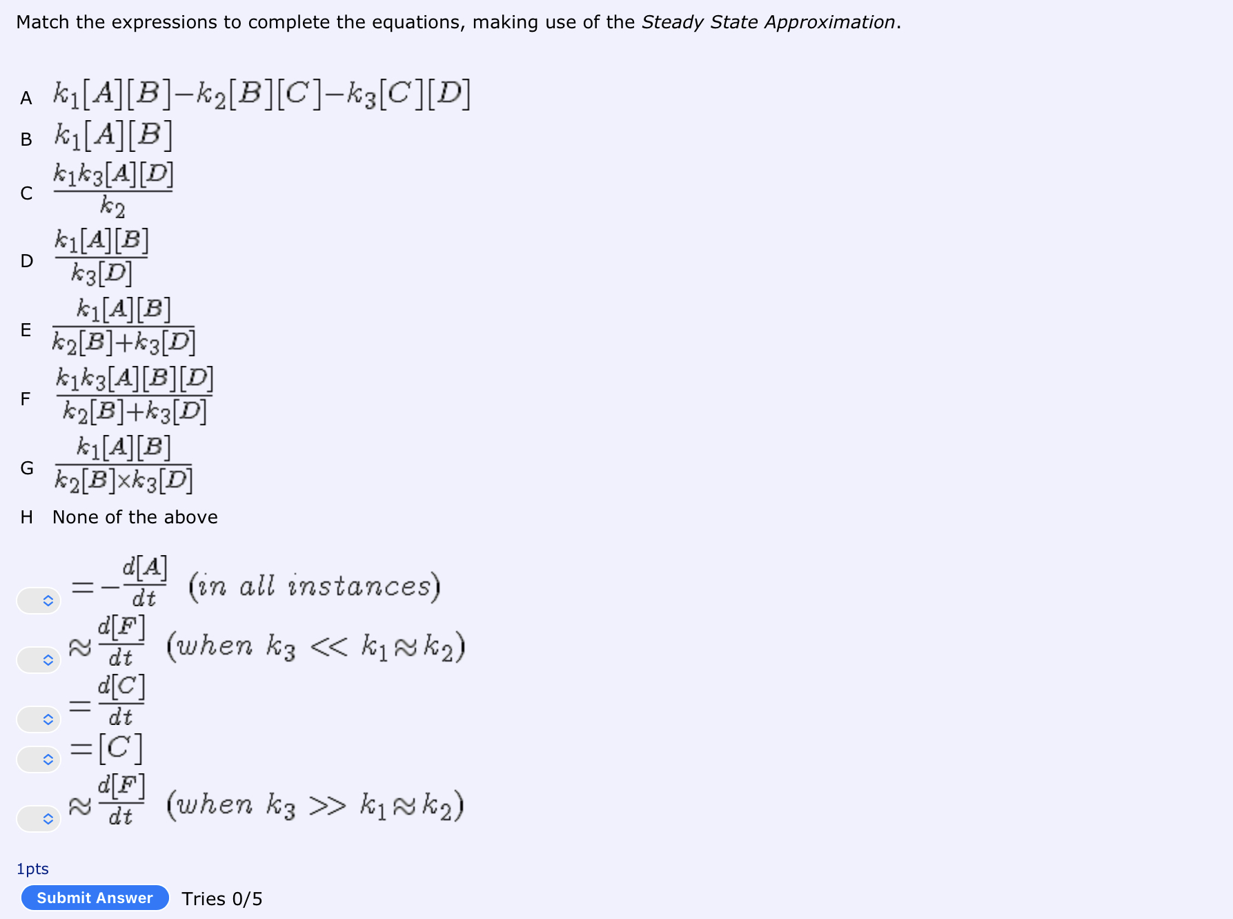 Solved Chemical Steady State Approximation