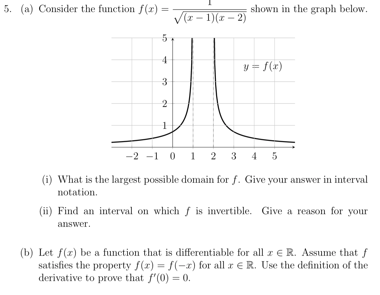 Solved 5 A Consider The Function F X Shown In The G Chegg Com