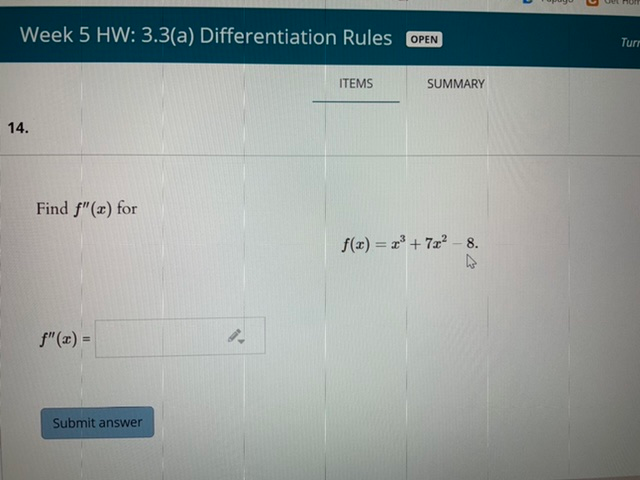 Solved Week 5 HW: 3.3(a) Differentiation Rules OPEN Turr | Chegg.com