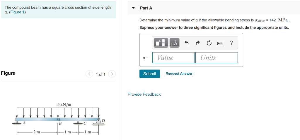 Solved The compound beam has a square cross section of side | Chegg.com