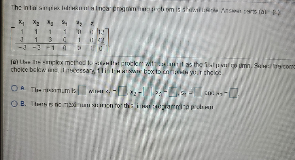 Solved The initial simplex tableau of a linear programming | Chegg.com