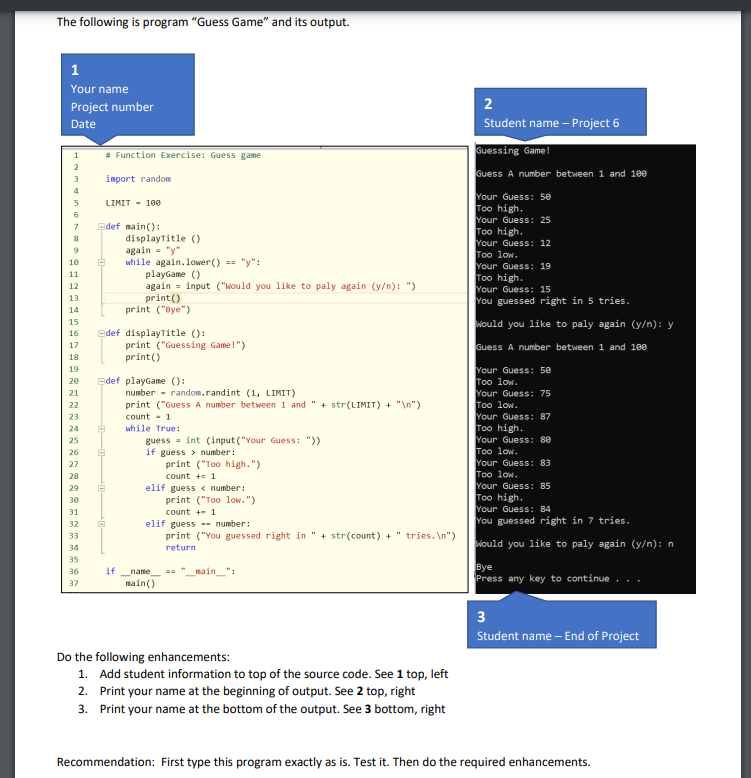 Solved For this project, it is important to have the exact | Chegg.com