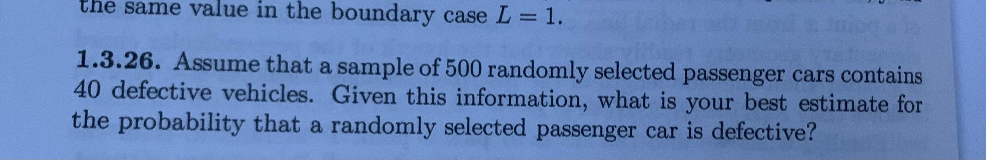 Solved the same value in the boundary case L=1. 1.3.26.