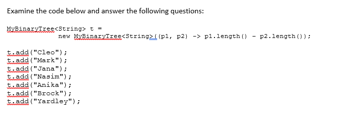 Solved Examine the code below and answer the following | Chegg.com