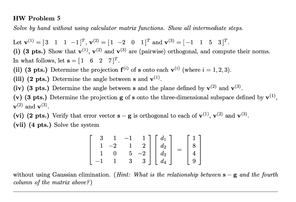 Solved Solve by hand without using calculator matrix | Chegg.com