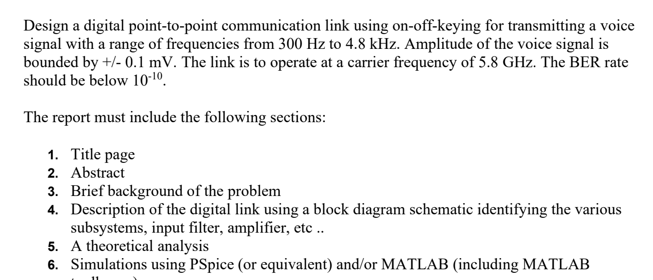 Solved Design a digital point-to-point communication link | Chegg.com