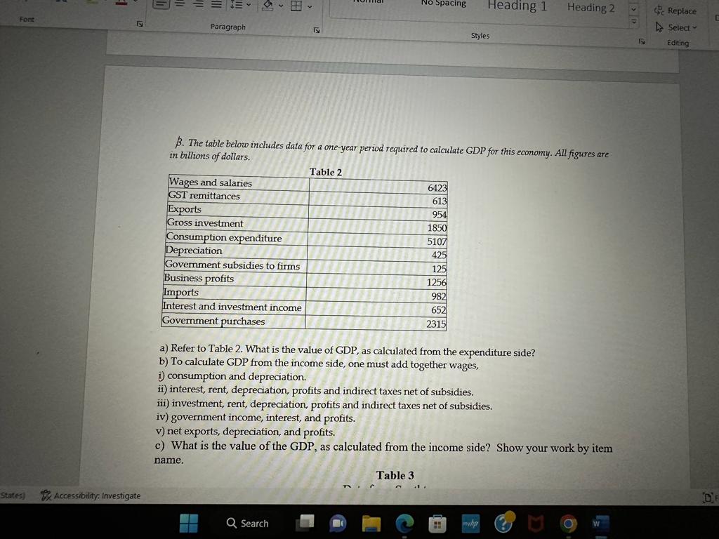 Solved The table below includes data for a one-year period | Chegg.com