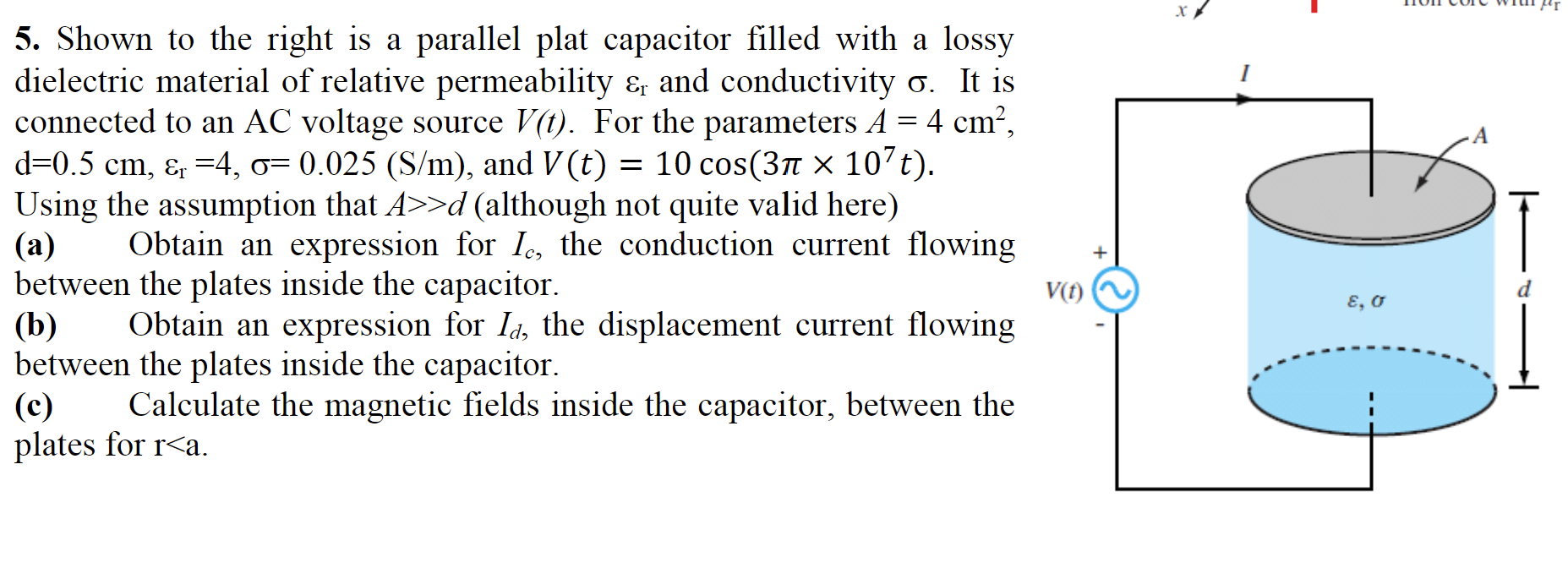 Solved X 5. Shown to the right is a parallel plat capacitor | Chegg.com