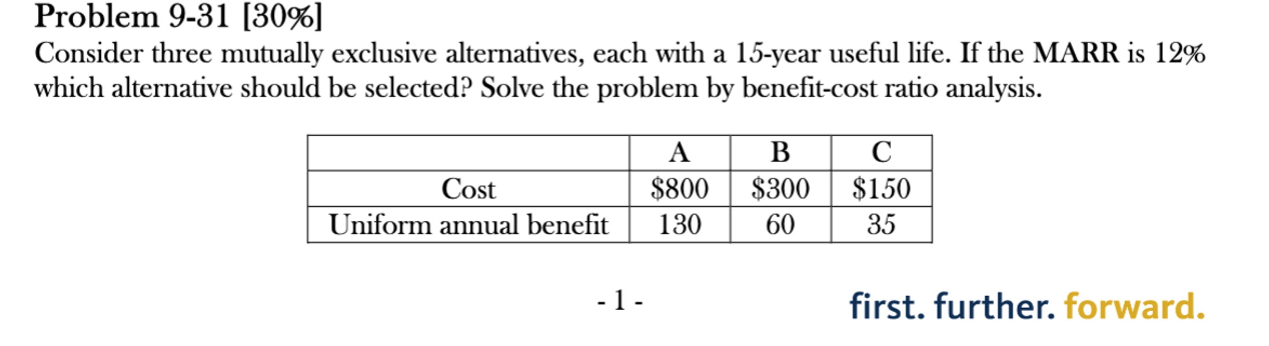 Solved Problem 9-31 [30%]Consider Three Mutually Exclusive | Chegg.com