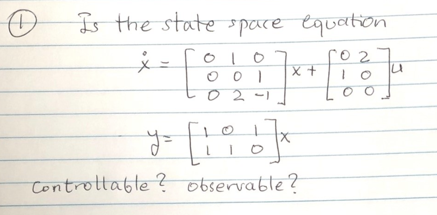 Solved Is The State Space Equation | Chegg.com