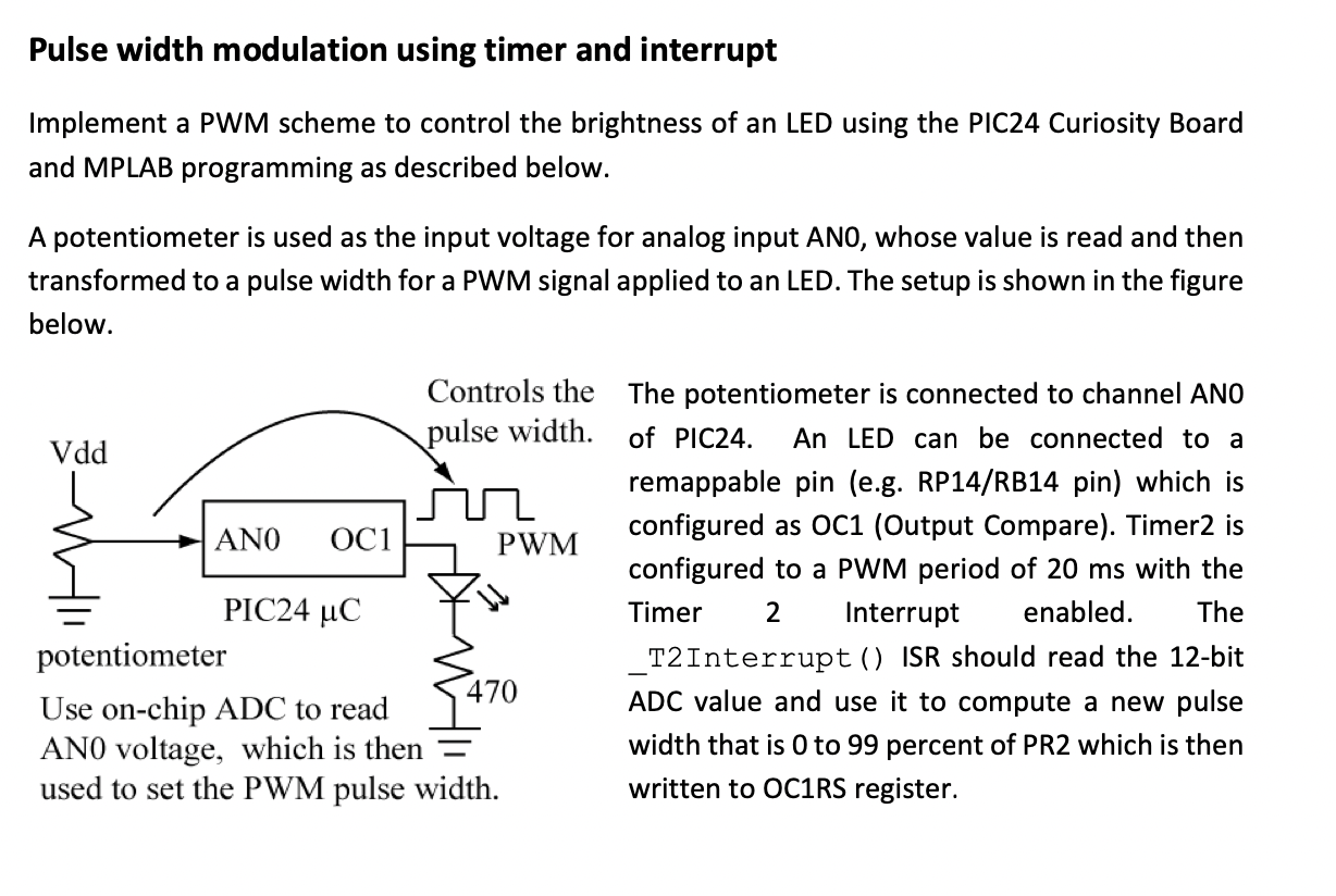 Solved Pulse width modulation using timer and interrupt | Chegg.com
