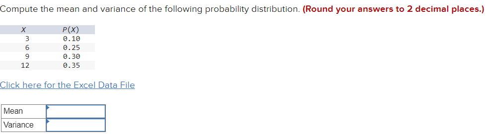 Solved Compute the mean and variance of the following | Chegg.com