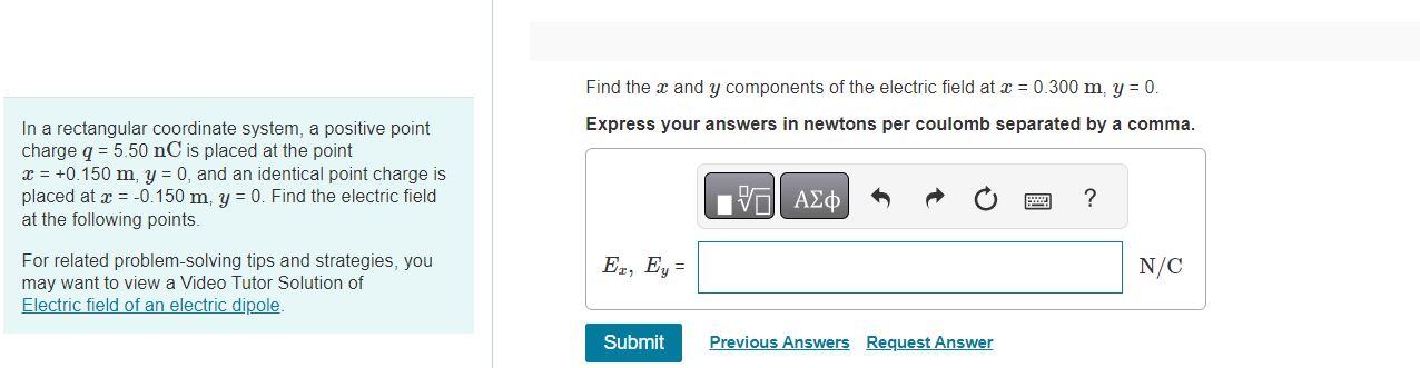 Solved Find the x and y components of the electric field at | Chegg.com