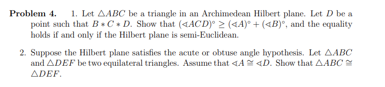 Solved Problem 4. 1. Let ABC be a triangle in an | Chegg.com