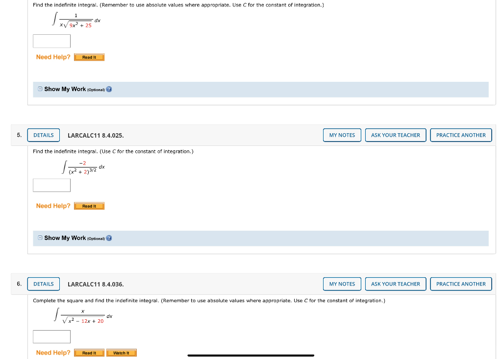 Solved Find the indefinite integral. (Remember to use | Chegg.com