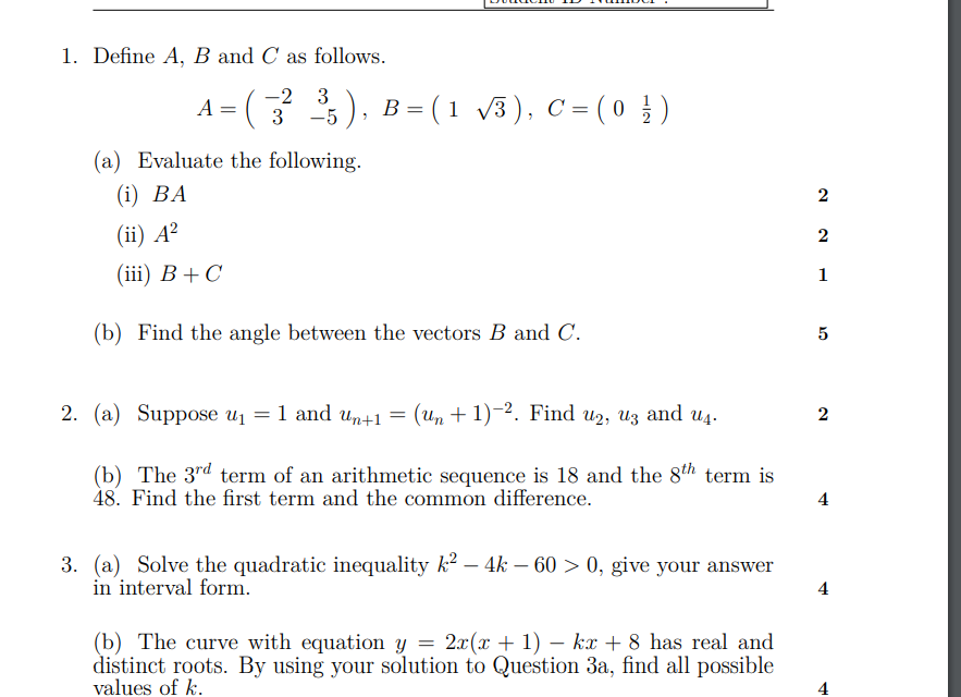 Solved 1. Define A,B And C As Follows. | Chegg.com