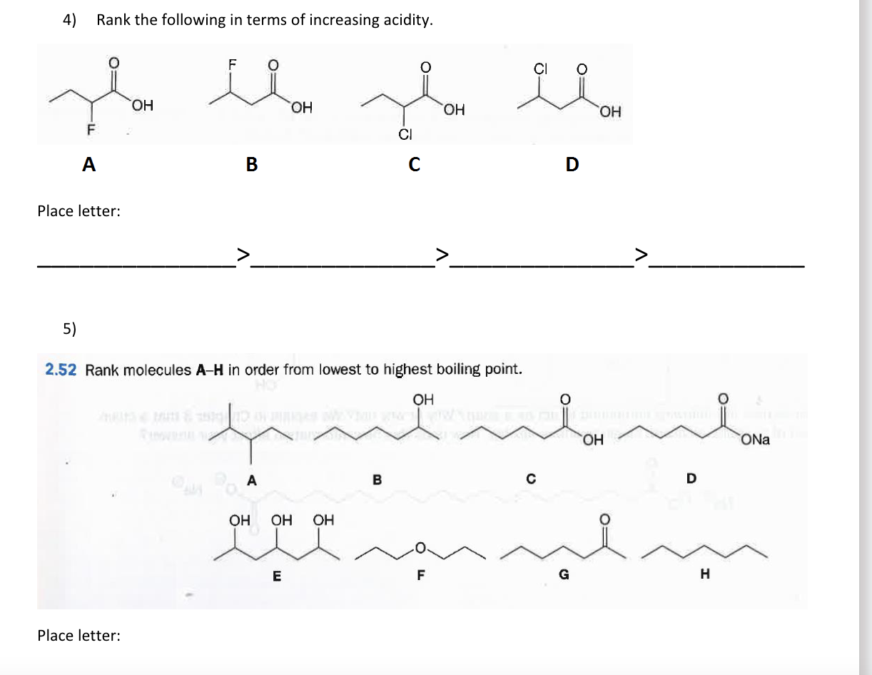 Solved 4) Rank the following in terms of increasing acidity. | Chegg.com