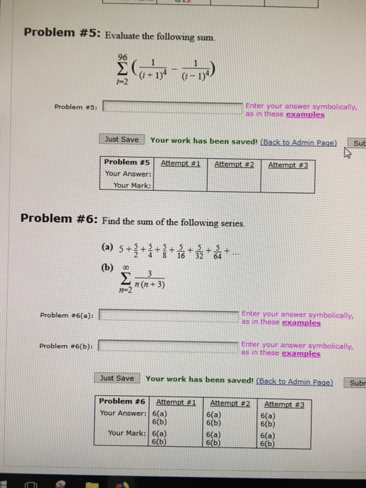 Solved Problem #5: Evaluate the following sum. 96 GHGnD | Chegg.com