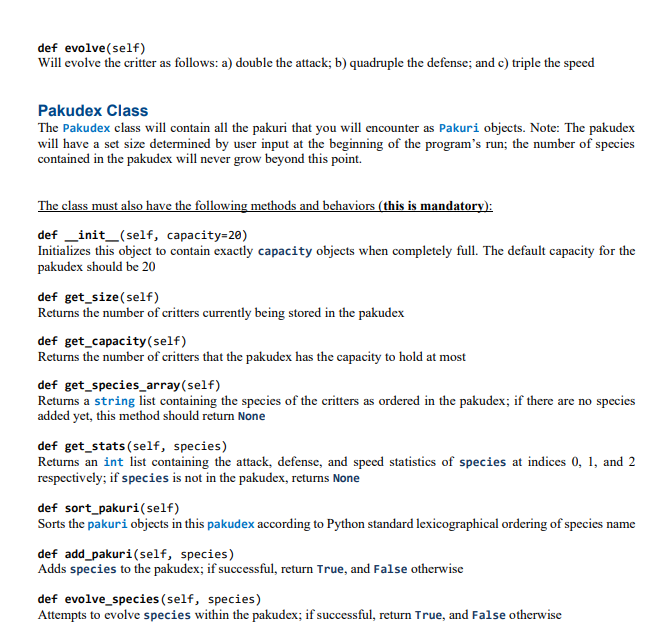 Solved IN PYTHON PYTHON PYTHON Pakudex Project Overview | Chegg.com
