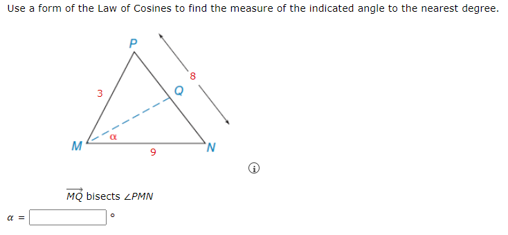 Solved Use a form of the Law of cosines to find the measure | Chegg.com