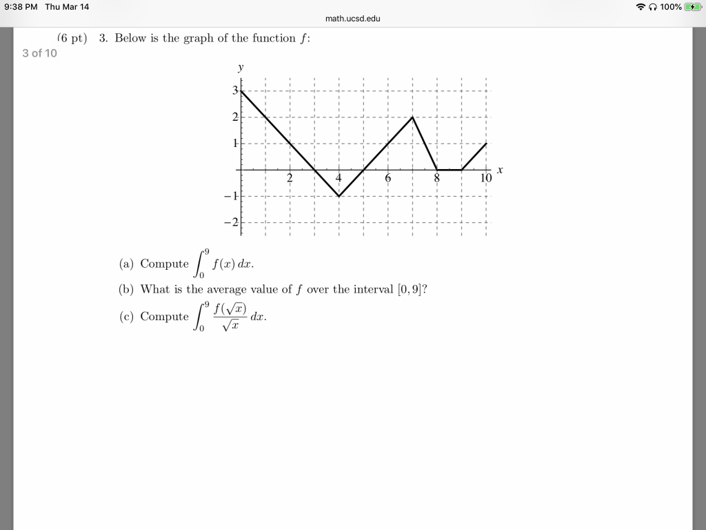 Ucsd Math Problem Solved 9:38 PM Thu Mar 14 100% math.ucsd.edu 6 pt) 3. Below | Chegg.com