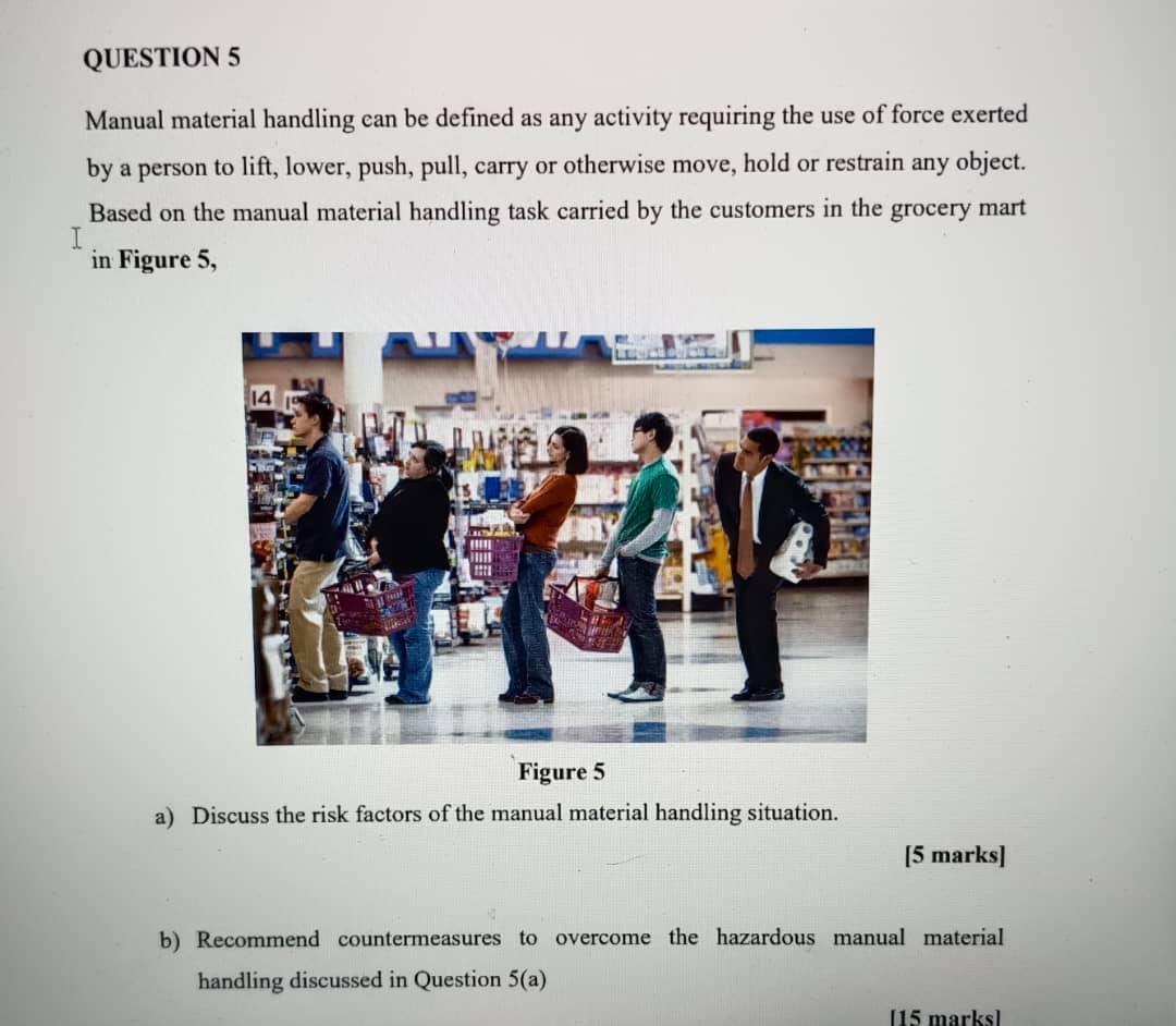 Solved Manual material handling can be defined as any | Chegg.com