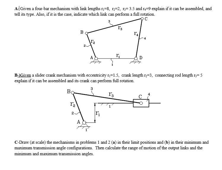 Solved A Given a fourbar mechanism with link lengths 11=8,