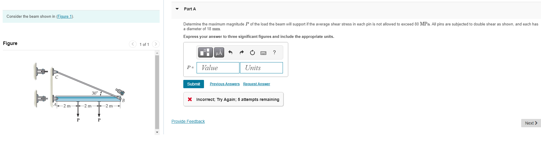 Solved Consider The Beam Shown In (Figure 1).FigureRequest | Chegg.com