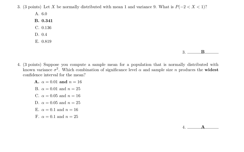 Solved 3. (3 points) Let X be normally distributed with mean | Chegg.com