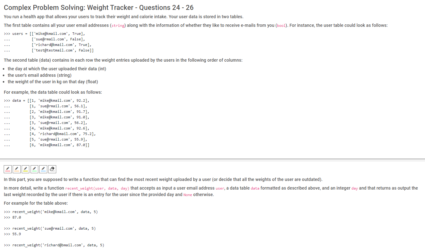 Solved Complex Problem Solving: Weight Tracker - Questions | Chegg.com