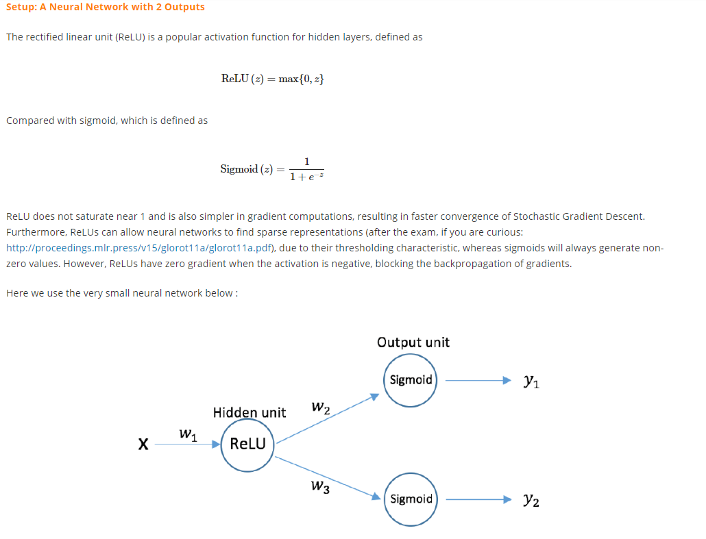 Solved Setup A Neural Network with 2 Outputs The rectif