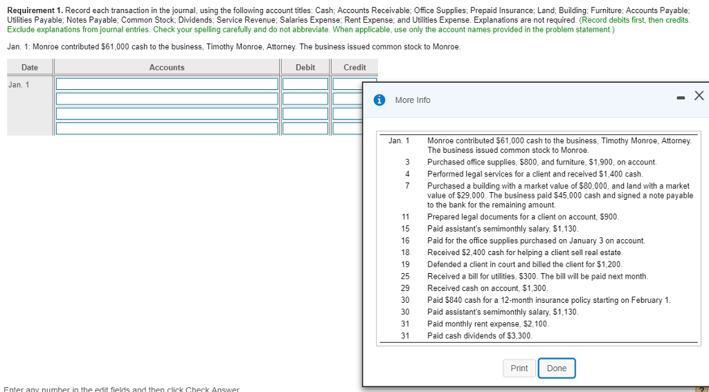 Solved Requirement 1. Record each transaction in the