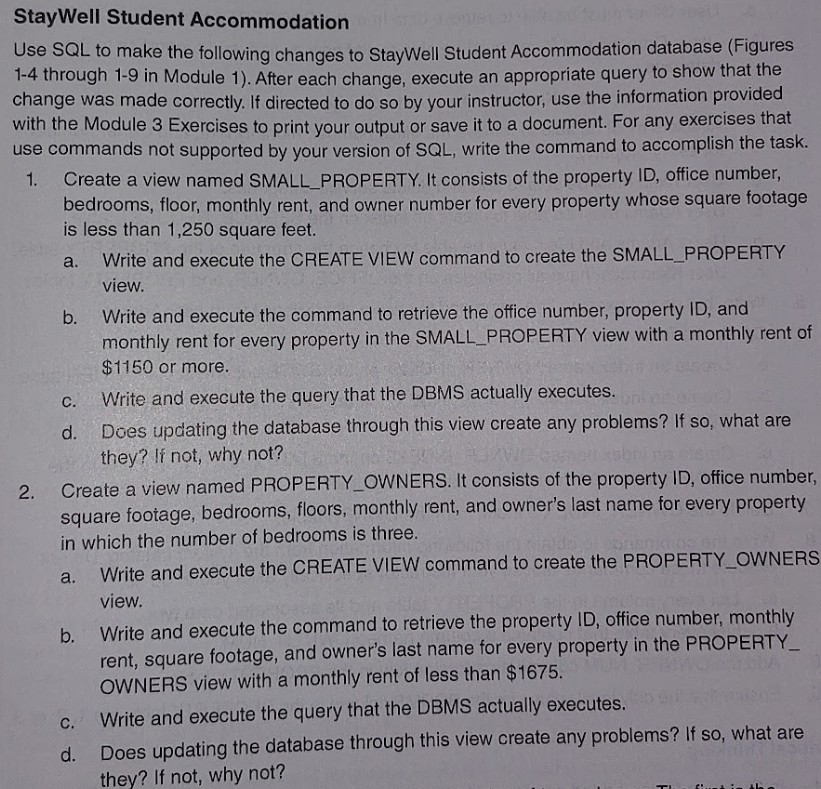 Solved a. StayWell Student Use SQL to make the