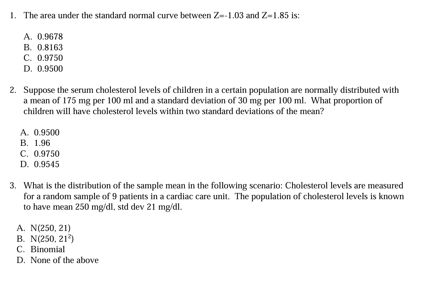 Solved The area under the standard normal curve between | Chegg.com