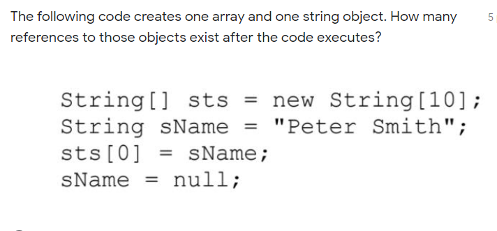 Solved ол The following code creates one array and one | Chegg.com