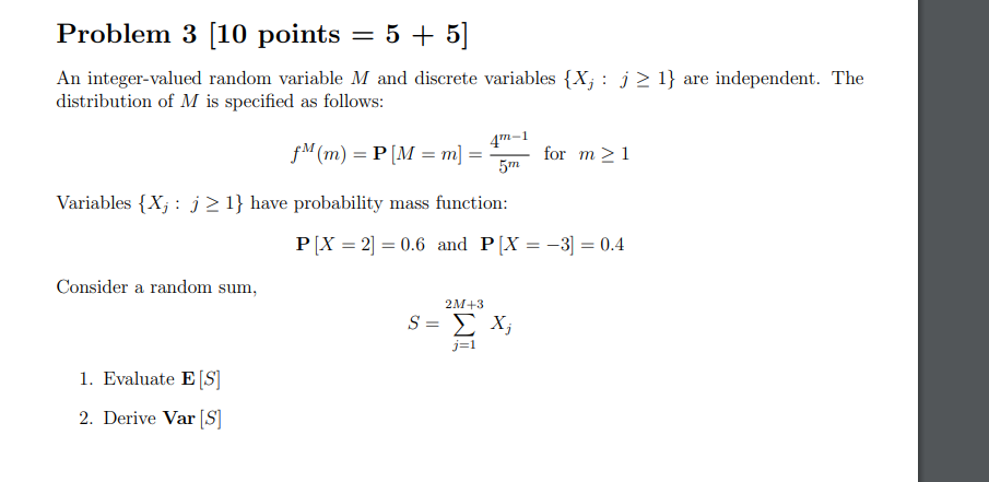 Solved Problem 3 [10 points = 5 + 5] An integer-valued | Chegg.com