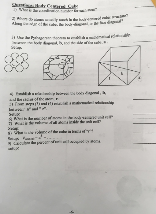 Solved Questions: Body Centered Cube 1) What is the | Chegg.com