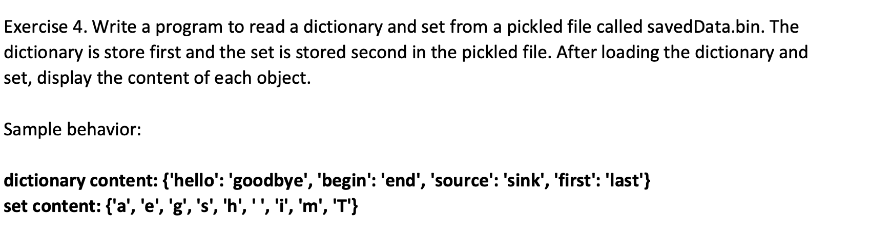 Solved Exercise 4. Write A Program To Read A Dictionary And | Chegg.com