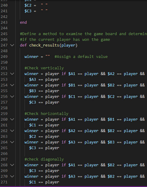 PCI- $C2 = $C3 = -- -- 240 241 242 243 244 245 246 end #Define a method to examine the game board and determin #if the curren