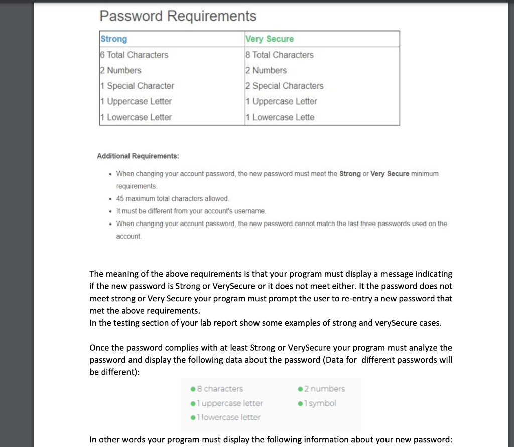 Solved Objective: Create a program to change a password. You | Chegg.com