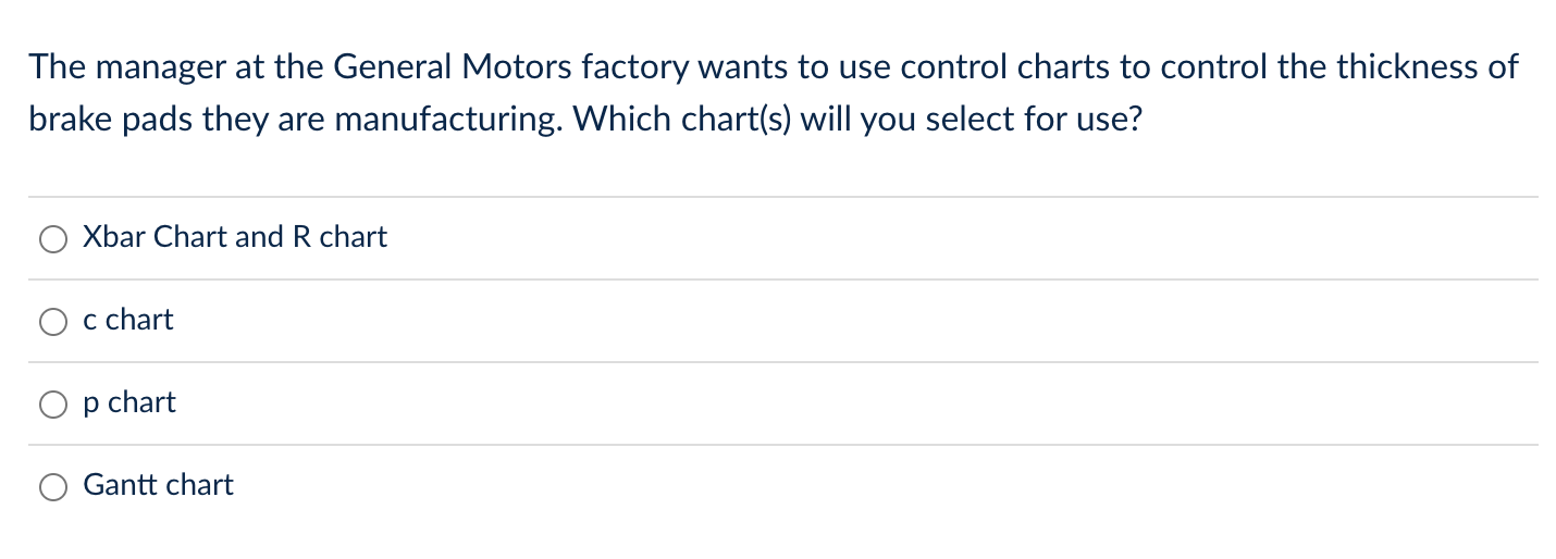 Solved The manager at the General Motors factory wants to | Chegg.com