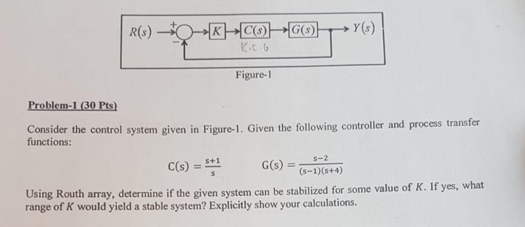 Solved Problem 1 30 Pts Consider The Control System Given