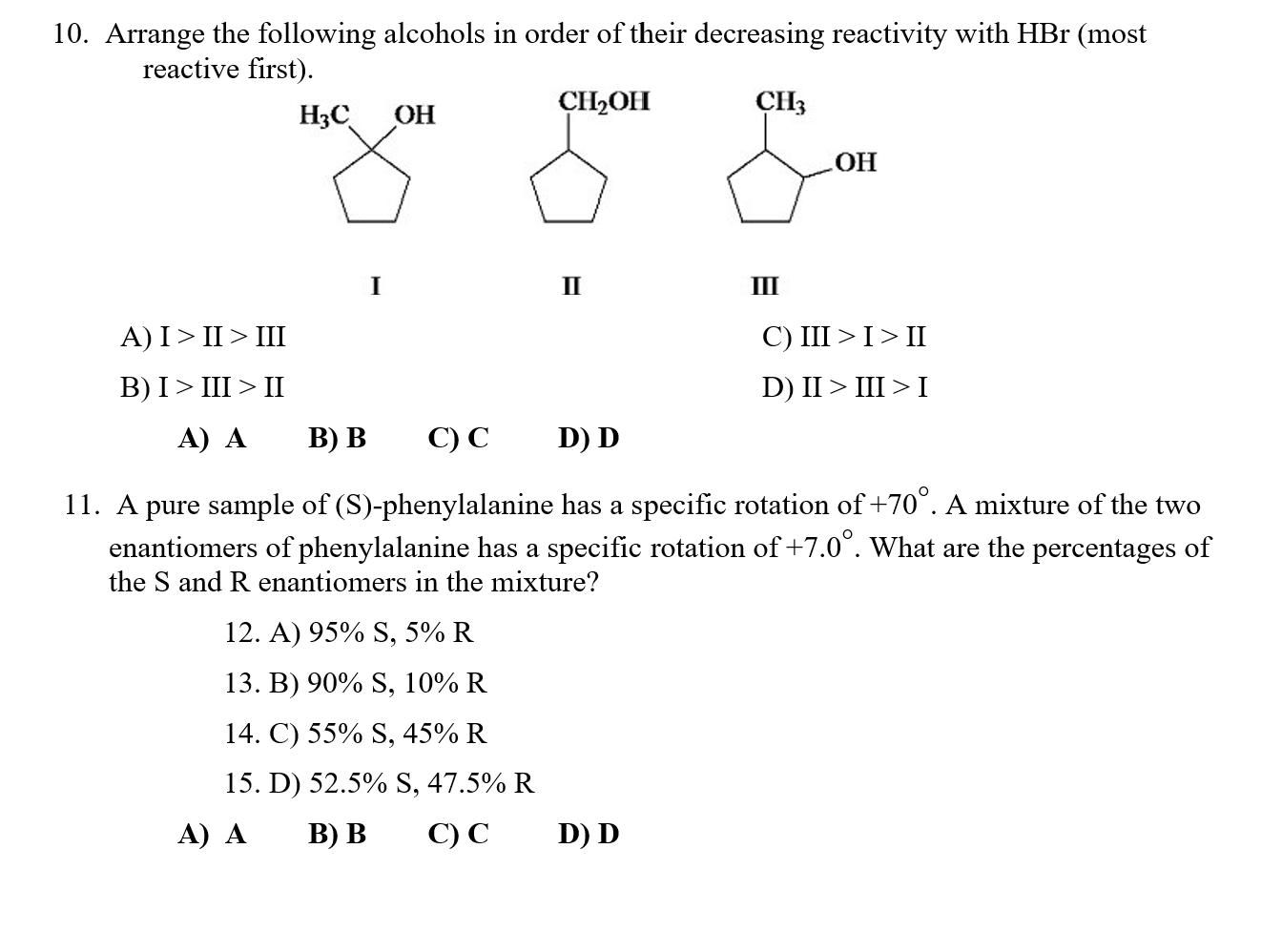 solved-10-arrange-the-following-alcohols-in-order-of-their-chegg